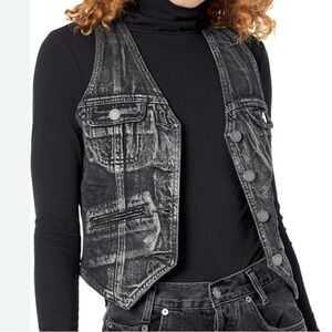 [BLANKNYC] womens Women's Coated Denim Vest With Seaming DetailVest XS & Large